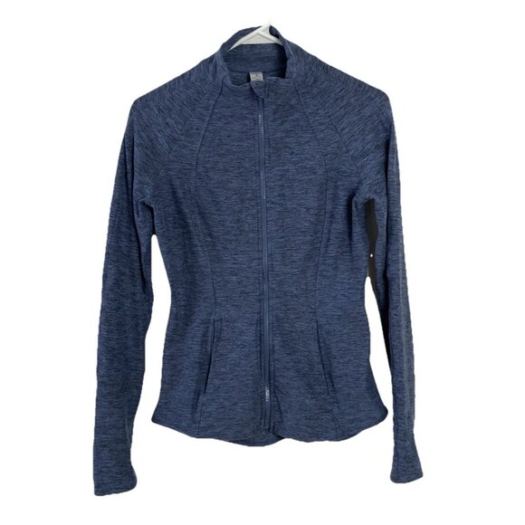 Yogalicious LUX Jacket Womens L Full Zip Long Sleeve Thumbholes Heather blue - Picture 2 of 8